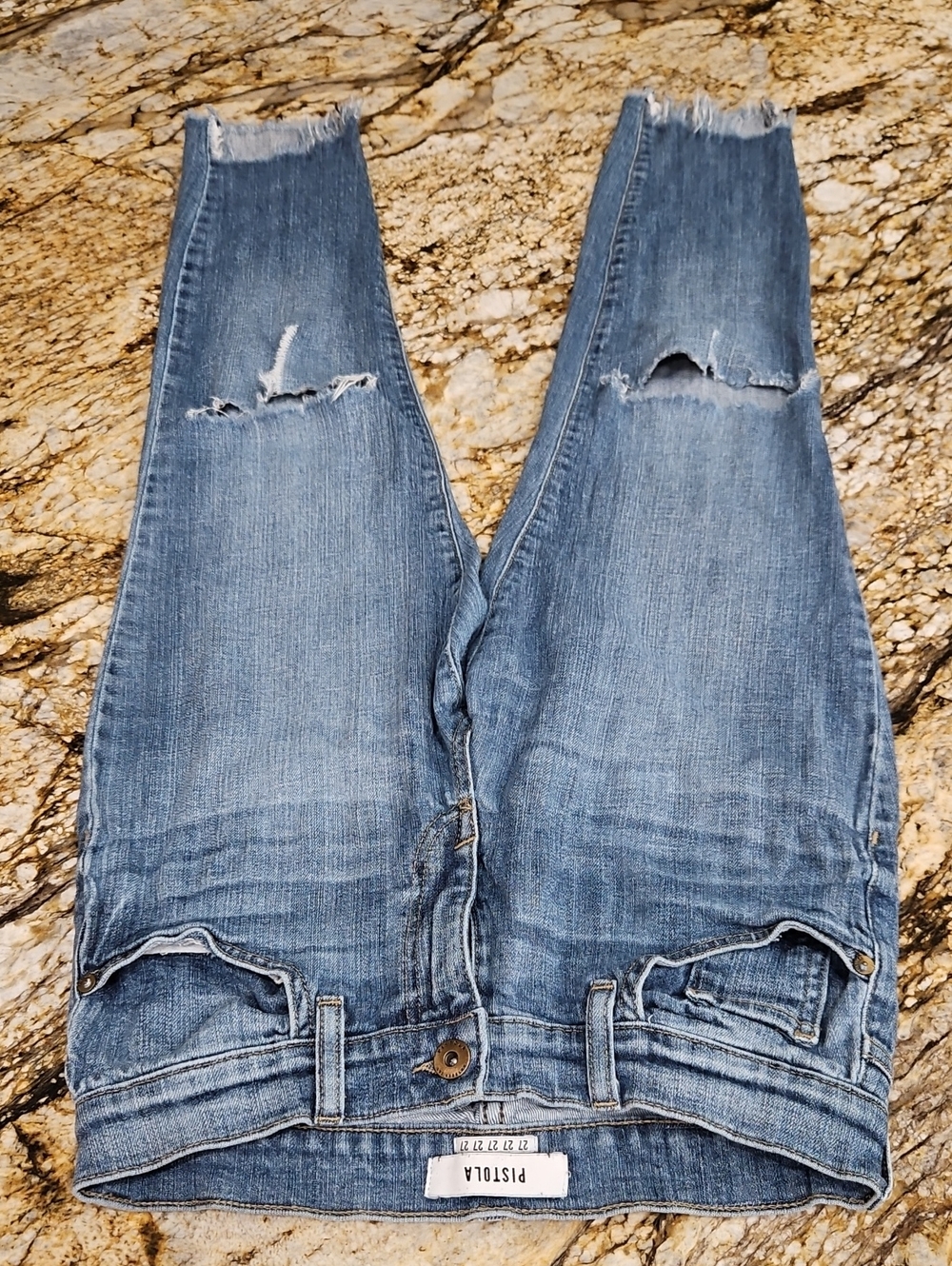 pistola Women's Blue Distressed Cropped  Jeans.Size 27 Inseam 25" Rise 8.5"